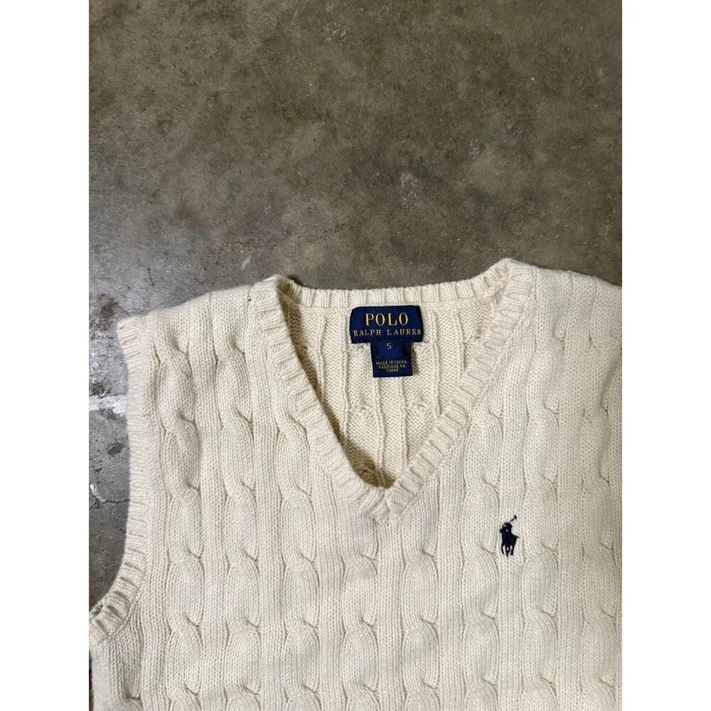 Polo Ralph Lauren Cream Cable Knit Sweater Vest